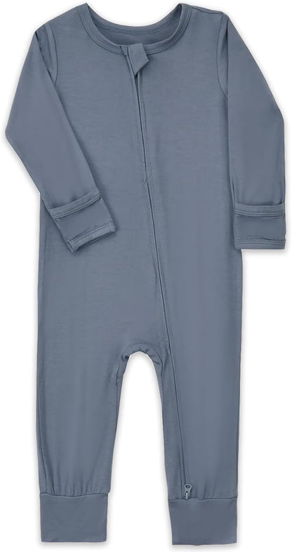 Aablexema Baby Footless Pajamas Zipper with Mitten, Rayon from Bamboo, Infant Long Sleeve Romper Pjs
