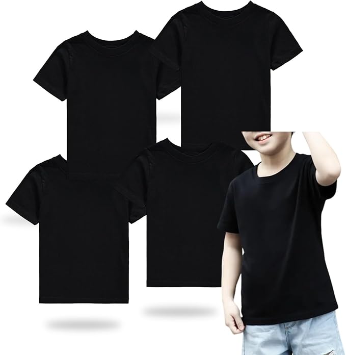 4 Pack Toddler Blank Sublimation T-Shirt,Modal Crew Neck Short Sleeve, T-Shirt for Kids Baby Children