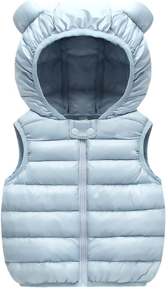 AIWUHE Baby Boys Girls Hooded Puffer Vest Winter Lightweight Sleeveless Bear ears Zipper Up Jacket