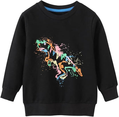 BeiVSlley Toddler Boys 3 Pack Cotton Pullover Crewneck Sweatshirt Long Sleeve Cartoon Shirt Sweaters Tops