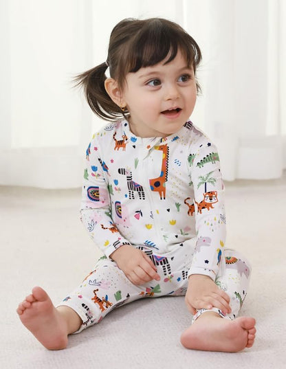 Baby Zippered Rompers Newborn Pajamas Sleepers Long Sleeve Jumpsuits Infant Zipper Romper-Viscose from Bamboo