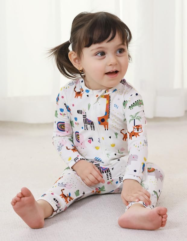Baby Zippered Rompers Newborn Pajamas Sleepers Long Sleeve Jumpsuits Infant Zipper Romper-Viscose from Bamboo