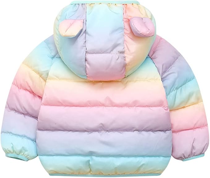 Winter Down Coats for Kids Baby Boys Girls Light Puffer Padded Jacket Bear Hoods Infant Outerwear