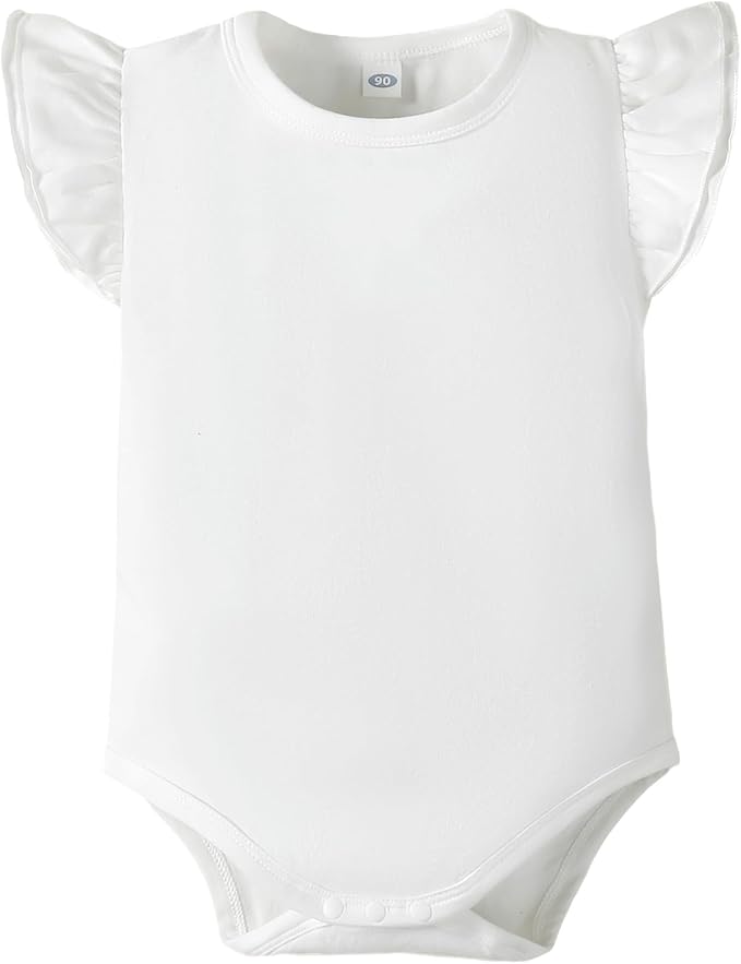 LYSMuch Baby Girls Ruffle Sleeves Bodysuit Infant Solid Color Top Jumpsuit