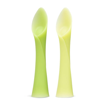 Olababy 100% Silicone Soft-Tip Training Spoon for Baby Led Weaning 2pack (Kiwi/Lemon)