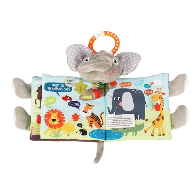 Elephant Baby Books Toys, 0-6-12 Months, Loveys, Crinkle Books for Babies, Baby Gifts Shower Christmas, Infant Toys, 1-2 Year Old, Soft Cloth Book, for Baby Girls Boys- Medium