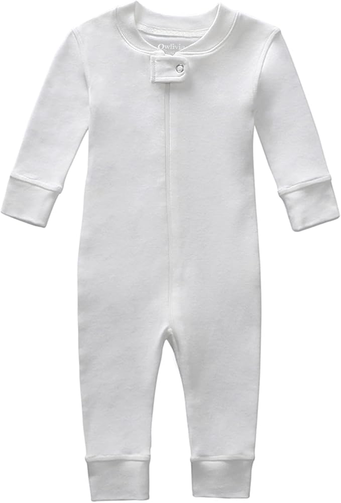 Owlivia Organic Cotton Baby Boy Girl Zip up Sleep 'N Play Pjs, Footless, Long Sleeve