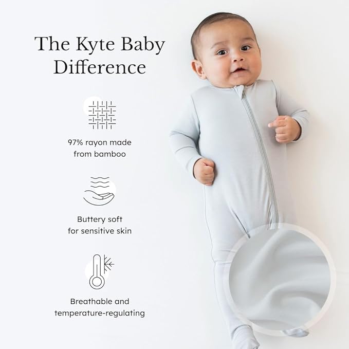 KYTE BABY Unisex Zipper Closure Footies, Rayon Made From Bamboo, 0-24 Months