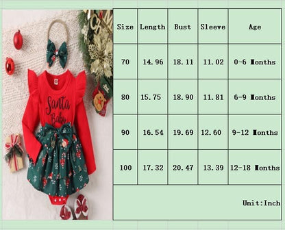 Hnyenmcko Newborn Baby Girl Christmas Clothes Infant Red Plaid Romper Dress Ruffle Long Sleeve Ribbed Bodysuit Headband Set