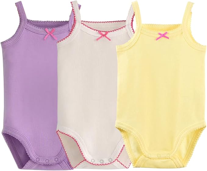 Girls Spaghetti Strap Bodysuit Sleeveless Tank Top Cotton One-Pieces Pack of Summer Baby Clothes Outfit