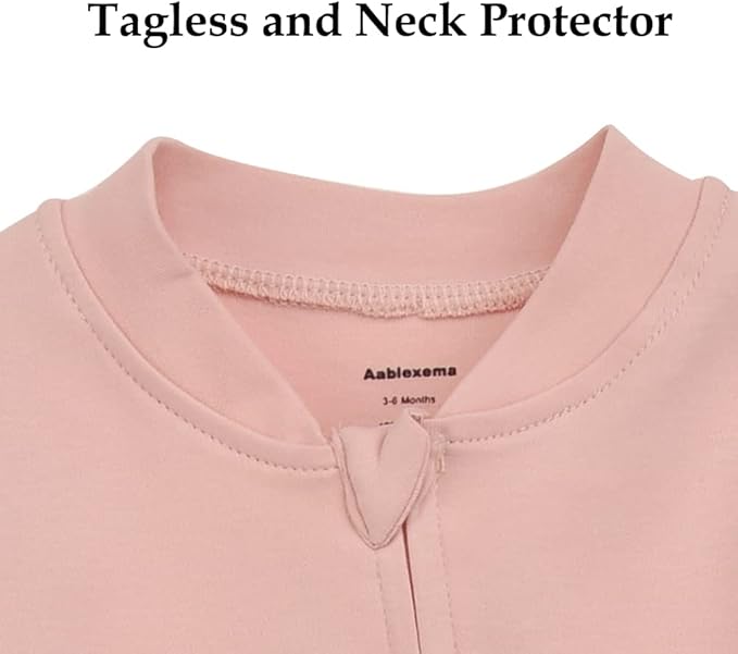 Aablexema Organic Cotton Baby Footie Pajamas with Mittens Newborn Soft Zip Sleeper