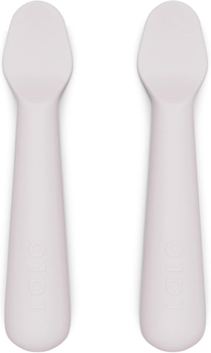 Lalo 2-Piece Baby Spoons Set - Lavender Silicone, Dishwasher Safe, Ages 4 Months+