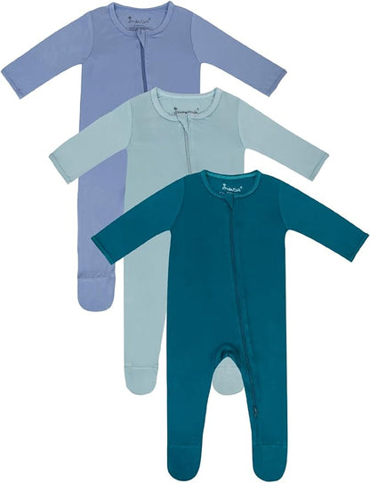 Jimonda Baby Romper Boys Girls Bamboo Pajamas 2-Way Zipper Footed Unisex Zip-Up Sleepers Sleep and Play pjs