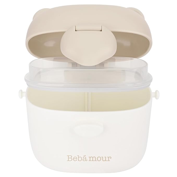 Bebamour Snack Box For Kids & Toddlers 3 Compartment Divided Food Storage Containers Food Storage Containers With Lids&Strap Snack Boxes for Go out,School, and Travel (New Coffee Cow)