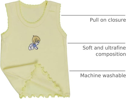 ToBeInStyle Girl's 4 Pack Ruffle Hem Cotton Tank Tops