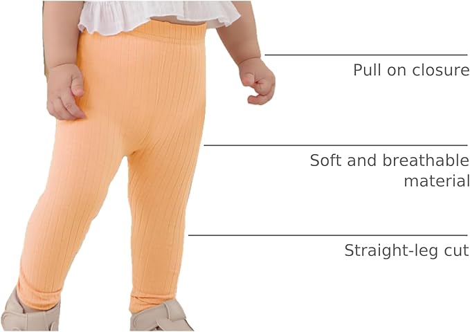 DREAM BUS 5 Pack Toddler Girl Pants Baby Girl Solid Ribbed Pants Toddler Girls Bottoms Leggings Newborn Cotton Jogger