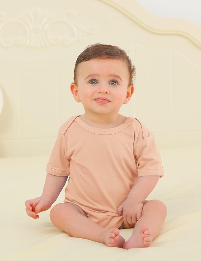 Bamboo Rayon Baby Bodysuit,Short Sleeve Bodysuits Solid Color Outfits for Infant Boys Girls Soft Clothes