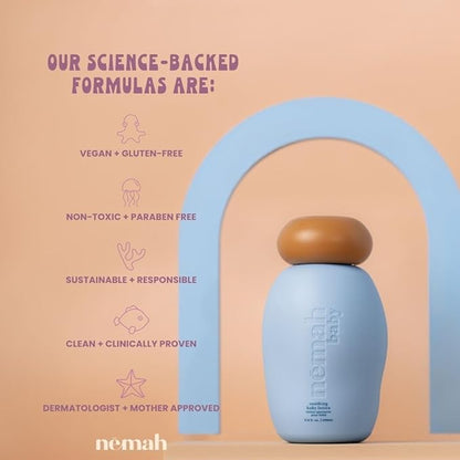 Nemah Baby Lotion, Baby Moisturizer For Sensitive Skin, Lotion For Newborn And Toddlers, With Chamomile Aloe Vera Jojoba Oil, Lightweight Non-Greasy, Fast Absorbing, Vegan & Cruelty Free, 9.8 Fl Oz