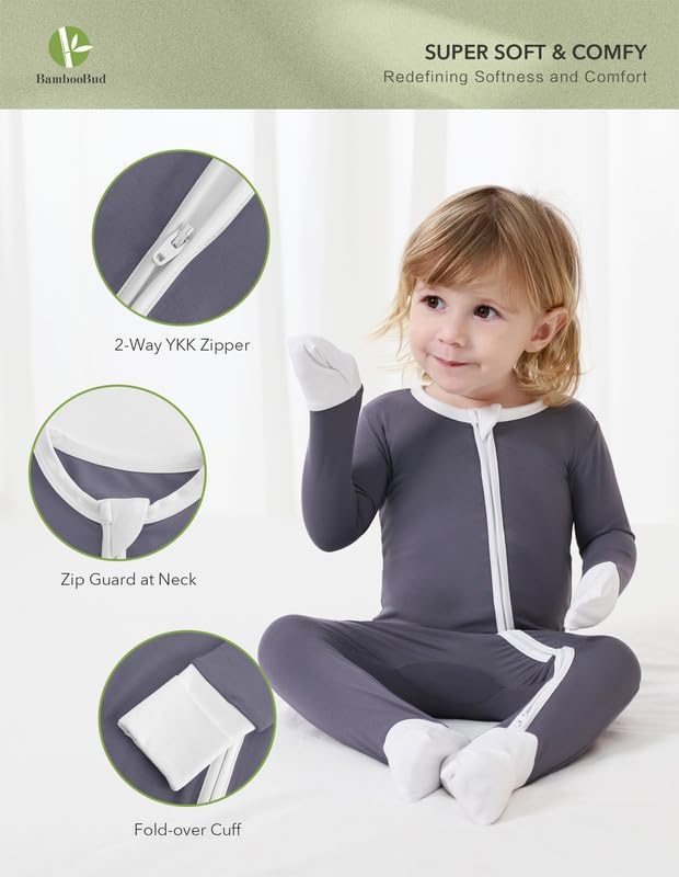 Baby Zippered Rompers Newborn Pajamas Sleepers Long Sleeve Jumpsuits Infant Zipper Romper-Viscose from Bamboo