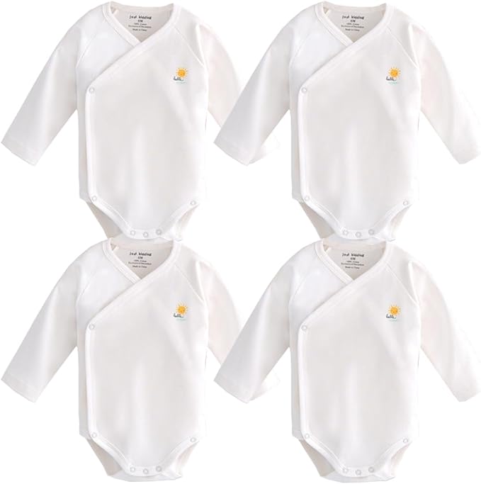 Baby Boys Girls Short Sleeves Kimono Clothes Cotton Baby Side-Snap Bodysuit Pack of Baby Layette Set