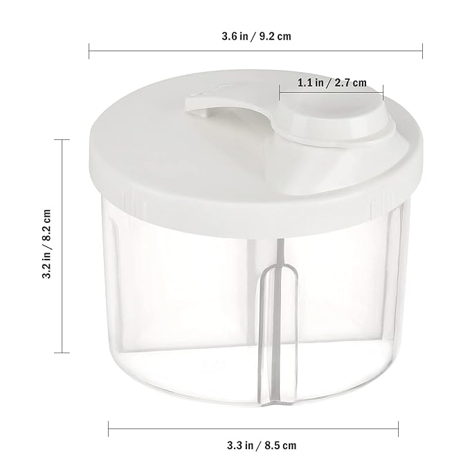 Accmor Baby Formula Dispenser On The Go, Non-Spill Rotating Four-Compartment Formula Container to Go, Milk Powder Kids Snack Container for Infant Toddler Travel Outdoor, White, 2 Pack