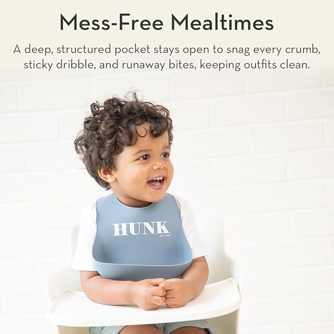 Bella Tunno Wonder Bib - Adjustable Silicone Baby Bibs for Girls & Boys, Durable and Waterproof BPA Free Silicone, Oh Hey Sunshine
