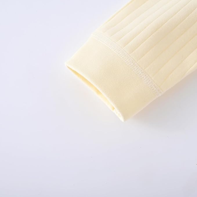 Baby Ribbed Romper and Hat Set with Bear Applique, 100% Cotton Infant Bodysuit, White, Long Sleeve