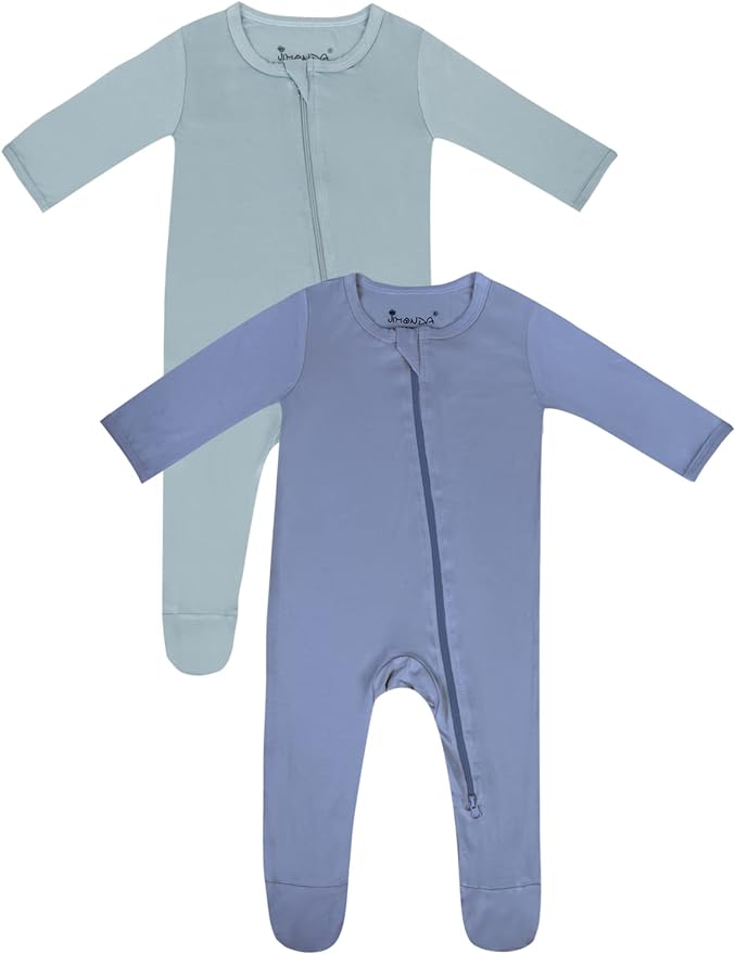 Jimonda Bamboo Baby Pajamas,Unisex Boys Girls One-Piece Footies,Long Sleeve Sleepers 2-Way Zip closure Romper