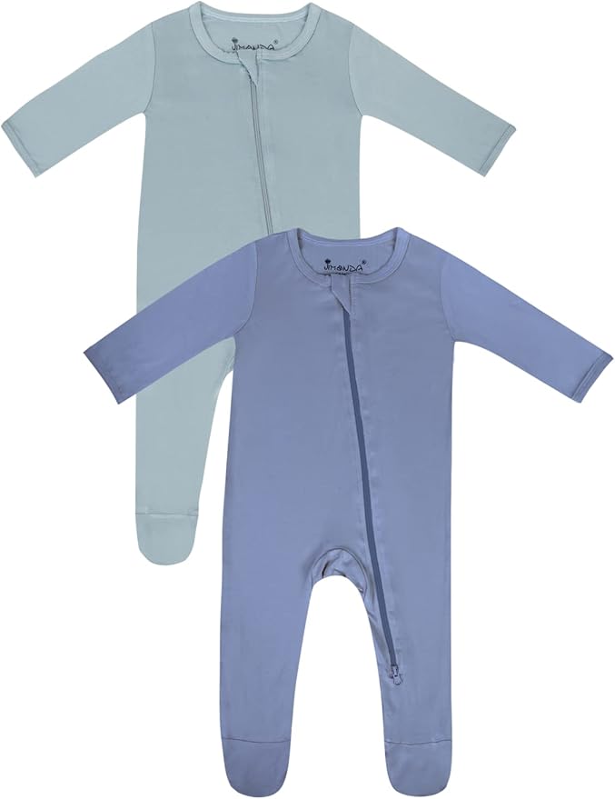 Jimonda Bamboo Baby Pajamas,Unisex Boys Girls One-Piece Footies,Long Sleeve Sleepers 2-Way Zip closure Romper