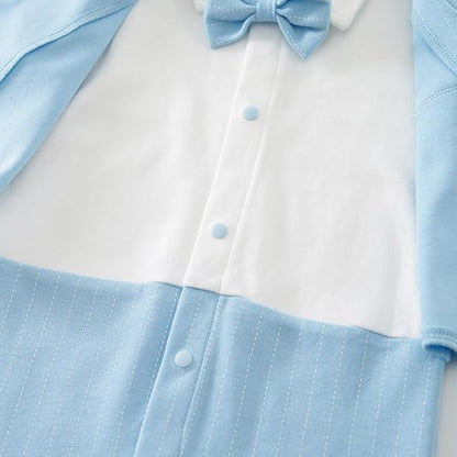 HUAANIUE Newborn Baby Boys Gentleman Romper One Piece Long Sleeve Bowtie Outfit Formal Wear Tuxedo Suit