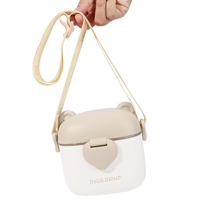 Bebamour Snack Box For Kids & Toddlers 3 Compartment Divided Food Storage Containers Food Storage Containers With Lids&Strap Snack Boxes for Go out,School, and Travel (New Coffee Cow)