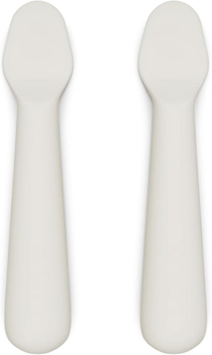 Lalo Little Spoon Set - 2 Piece Baby Spoons Set for Infants & Babies - Made From Food Grade Silicone Dishwasher Safe - Baby Feeding Essentials for Early Stage Mealtime - Oatmeal