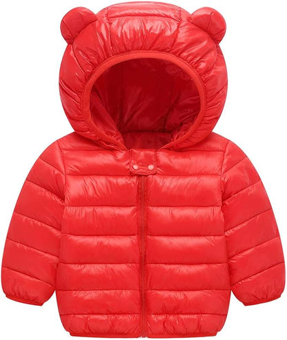 Winter Down Coats for Kids Baby Boys Girls Light Puffer Padded Jacket Bear Hoods Infant Outerwear