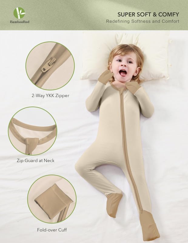 Baby Zippered Rompers Newborn Pajamas Sleepers Long Sleeve Jumpsuits Infant Zipper Romper-Viscose from Bamboo