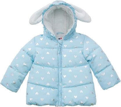 Rokka&Rolla Baby Girls' Water-Resistant Soft Mini Fur Lined Puffer Jacket Winter Coat for Newborn Infant Toddler