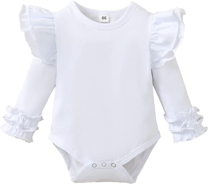 Baby Girl Solid Color Romper Infant Ruffle Sleeve Bodysuit One Piece Outfit Toddler Jumpsuit clothes