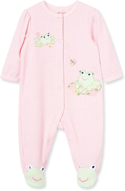 Little Me Clothes for Baby Girls' 100% Cotton Scratch-Free Tag Footie Sleeper, Preemie to 9 Months