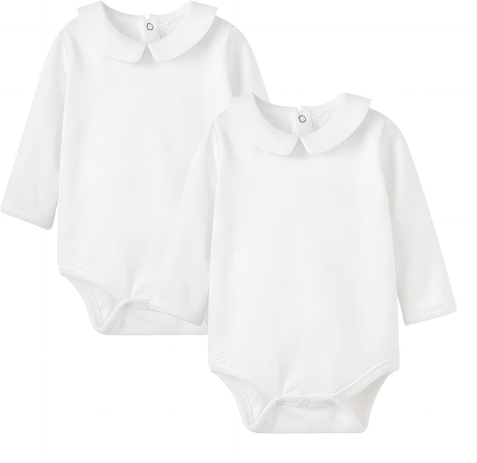 pureborn Baby Romper Bodysuits 2-Pack Unisex Soft Cotton One-Piece Outfit for Infant Boys Girls 0-24 Months