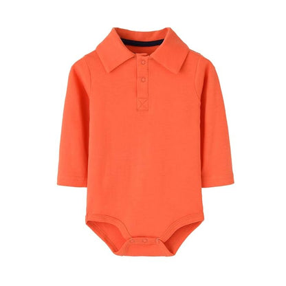 Teach Leanbh Infant Baby Polo Bodysuit Cotton Long Sleeve Pure Color Shirt 3-24 Months (24 Months, Orange)