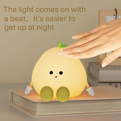 Grapefruit Night Light for Nursery - Silicone Touch Lamp, 3 Adjustable Brightness, USB-C Rechargeable, Baby-Safe Bedside Light, Toddler Sleep Training & Kids Room Decor