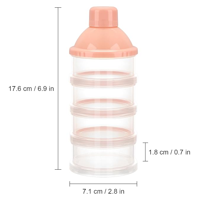 Accmor Formula Dispenser On The Go, 4 Compartments Stackable Formula Container for Travel, Baby Milk Powder Kids Snack Container, BPA Free ﻿