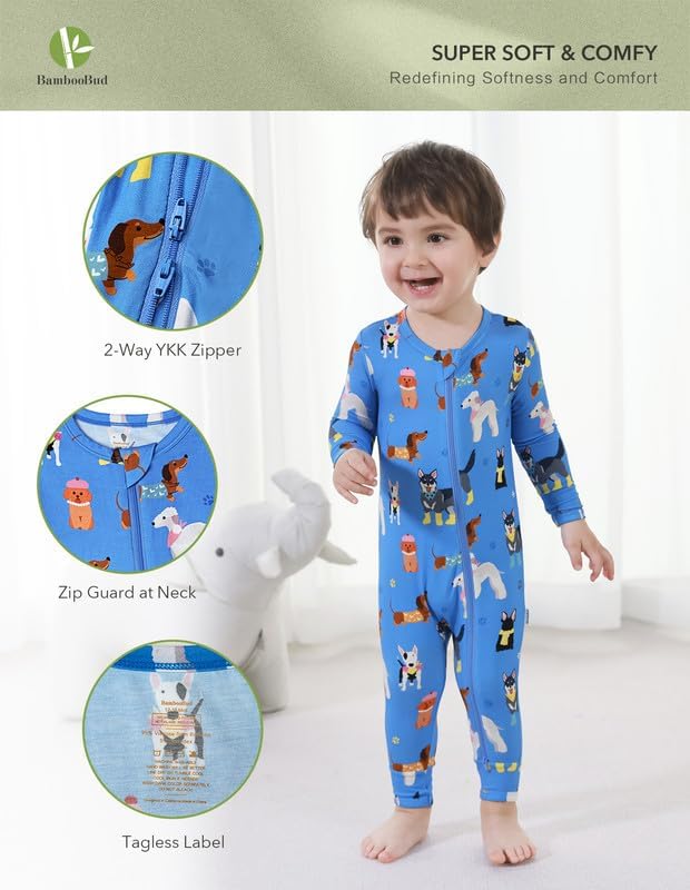 Baby Zippered Rompers Newborn Pajamas Sleepers Long Sleeve Jumpsuits Infant Zipper Romper-Viscose from Bamboo