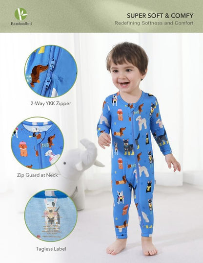 Baby Zippered Rompers Newborn Pajamas Sleepers Long Sleeve Jumpsuits Infant Zipper Romper-Viscose from Bamboo