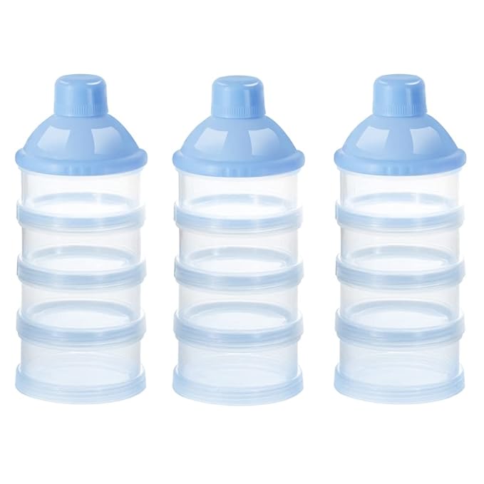 Accmor Formula Dispenser On The Go, 4 Compartments Stackable Formula Container for Travel, Baby Milk Powder Kids Snack Container, BPA Free ﻿