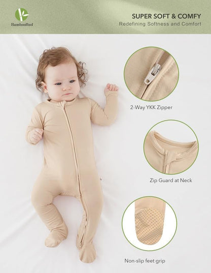 Baby Footie Romper Pajamas Unisex Newborn Infant Pjs Soft Rompers Viscose from Bamboo Sleepwear