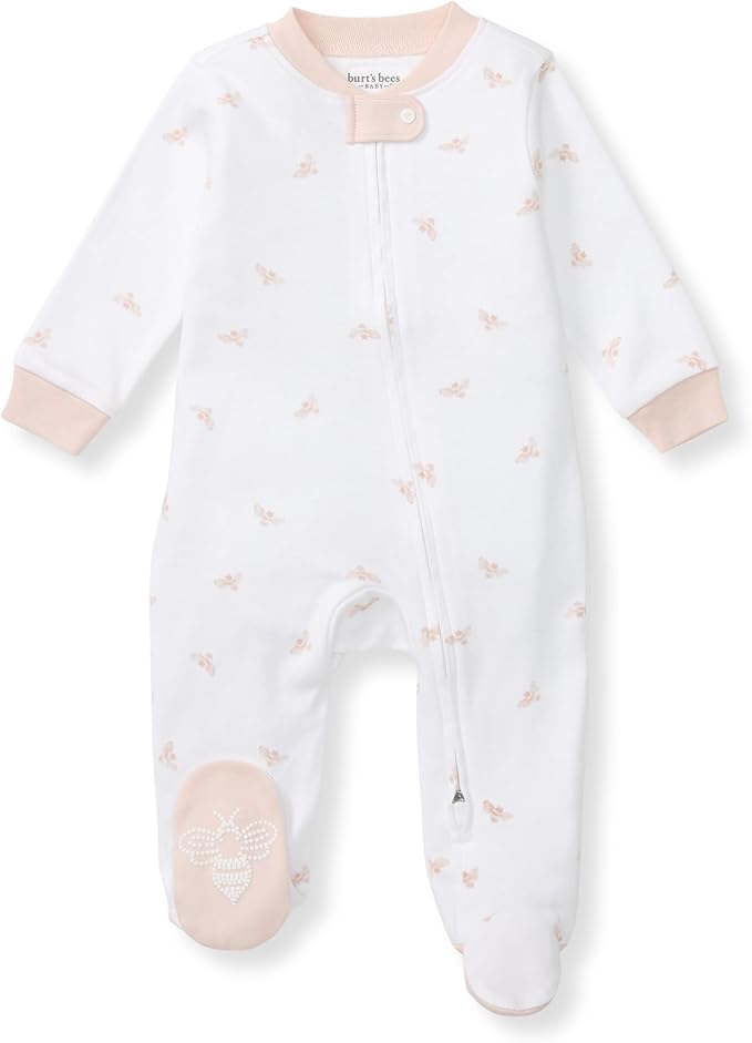 Burt's Bees Baby Girls' Organic Cotton Sleep and Play Footed Pajamas
