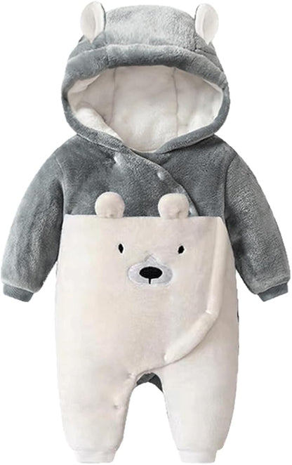 Fairy Baby Newborn Baby Snowsuit Bear Suit Romper Winter Warm Coat Infant Fleece Footie Jumpsuit for Girls Boys 0-18M