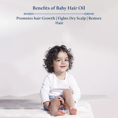 Blue Nectar Gentle Baby Oil for Newborn Skin Care-Moisturizing Baby Massage Oil (3.38 Fl Oz) Paired with Baby Hair Oil with Organic Ghee, Almond Oil, Coconut Oil (6.76Fl Oz)