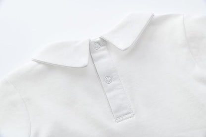 Teach Leanbh Infant Baby Polo Bodysuit Cotton Long Sleeve Pure Color Shirt 3-24 Months (Pink/Peter Pan Collar, 12Months)