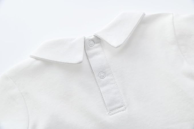 Teach Leanbh Infant Baby Polo Bodysuit Cotton Long Sleeve Pure Color Shirt 3-24 Months (Red/Peter Pan Collar, 6 Months)